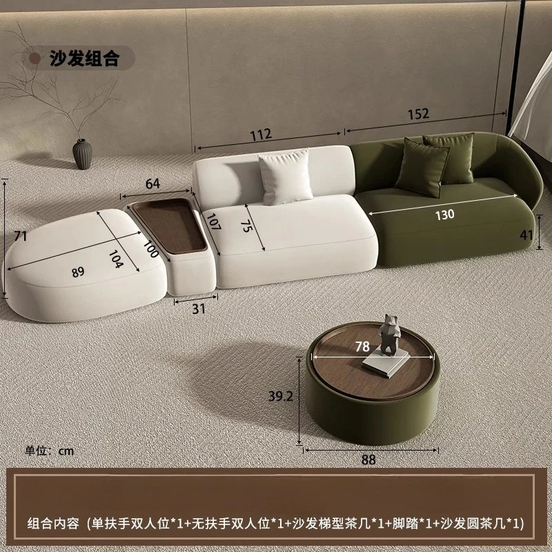 Curved Sofa Special Shaped Designer Beauty Salon Couch Lounge Area Sofa Coffee Table Set Furniture Velvet Living Room Sofas