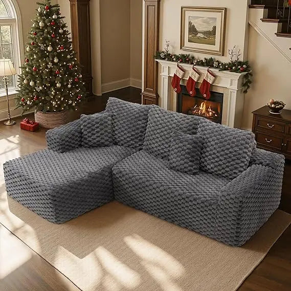 Large Modular Sectional Sofa with Deep Seating and Corduroy Fabric, L-Shaped Cloud Couch for Comfortable Relaxation