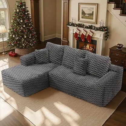 Large Modular Sectional Sofa with Deep Seating and Corduroy Fabric, L-Shaped Cloud Couch for Comfortable Relaxation