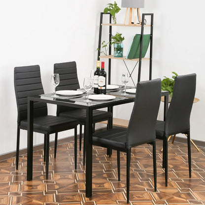 Dining Room Table Set 5-Piece Kitchen with 4 Faux Leather Metal Frame Chairs