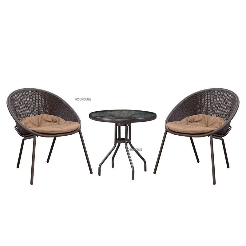 Outdoor Rattan Chair Garden Furniture Set Household Outdoor Balcony Leisure Table and Chair Three-piece Set Mini Coffee Table