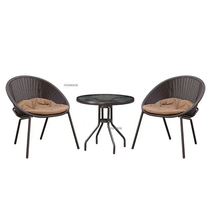 Outdoor Rattan Chair Garden Furniture Set Household Outdoor Balcony Leisure Table and Chair Three-piece Set Mini Coffee Table