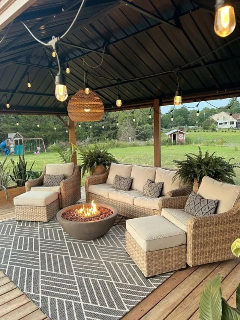 Nordic Modern Design Outdoor Rattan Furniture Rainproof Sunproof for Courtyard Balcony Villa Open-Air Leisure Outdoor Sofa Set