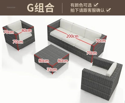 Luxury Terrace Courtyard Garden Furniture Outdoor Garden Sofa Combination Outdoor Waterproof Sun Protection Leisure Sofa Chair N