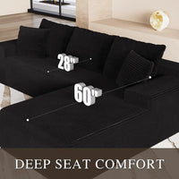 Modern 105'' L-Shape Sectional Couch Convertible 3-Seater Cloud Sofa Deep Seat Comfortable Modular Customized Furniture