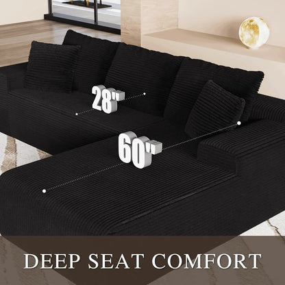 Modern 105'' L-Shape Sectional Couch Convertible 3-Seater Cloud Sofa Deep Seat Comfortable Modular Customized Furniture