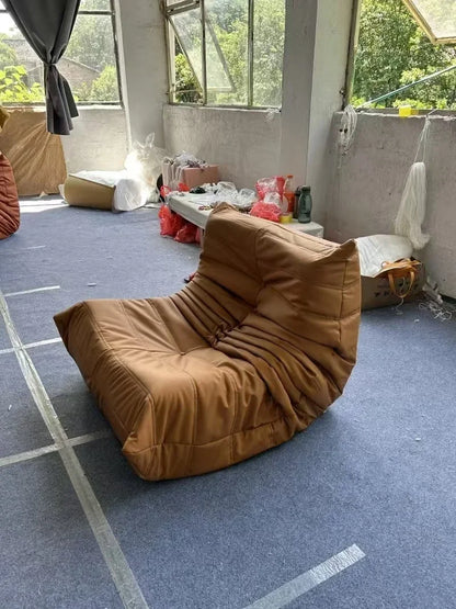 Togo caterpillar sofa balcony leisure bedroom living room reclining sleeping lazy sofa cream wind single recliner