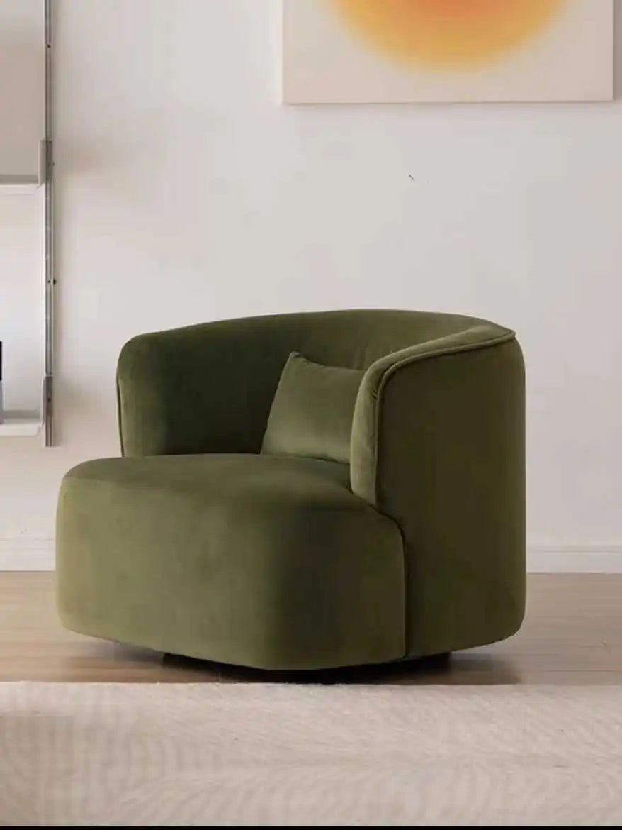 Nordic modern simple cream white single casual fabric sofa curved lamb wool small sofa