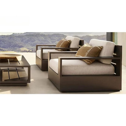 Patio Sectional Conversation Set Outdoor Lounge Set Luxury Furniture Corner All Weather Couch Aluminum Frame Garden Sofa