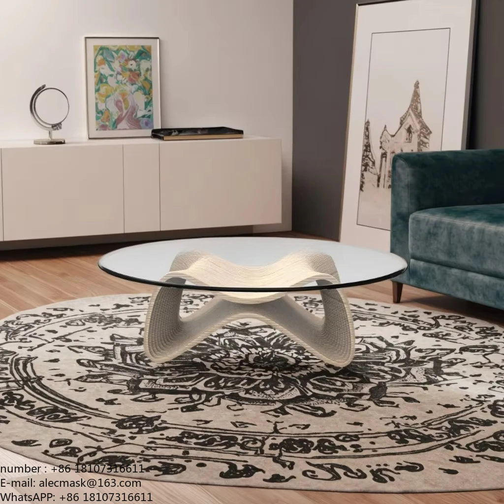 Contemporary Coffee Table, 42.5 x 28.5 x 16.1 with Tempered Glass, Natural Wood Finish for Living Room