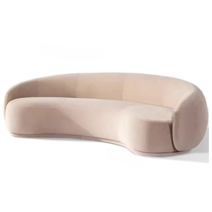 Lamb fleece curved fabric sofa living room modern light luxury cream style