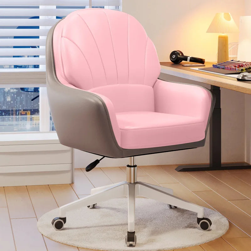 Metal Cute Vanity Makeup Chair for Girls Rotating Lift Backrest Computer Chair for Bedroom Dorm Home Office Desk