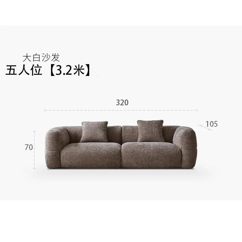 Large Retro Lounge Lazy Sofa Modern Chenille Apartment Living Room Cream Tofu Blocks Style Fabric Armchairs Home Furniture