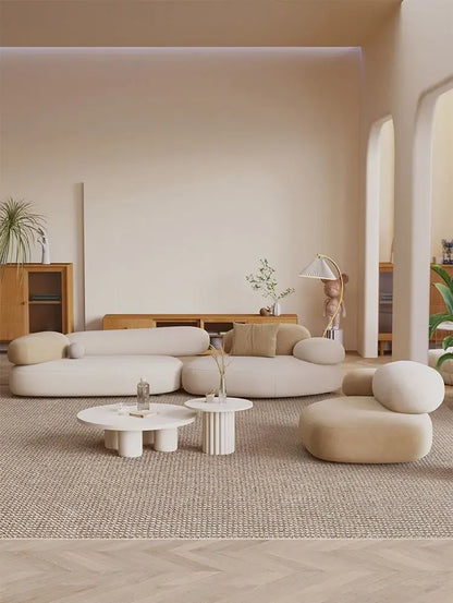 Fabric sofa cobblestone curved small apartment living room special-shaped rental house simple light luxury modern sitting area