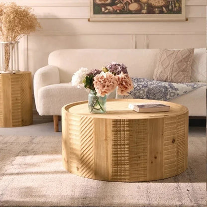 Y Solid wood small coffee table storage living room sofa  mobile side table retro Nordic creative log