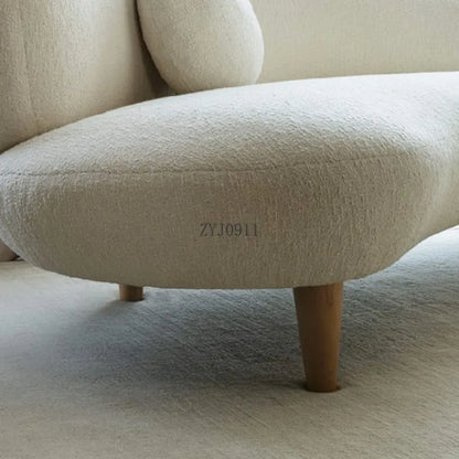 Italian minimalist white cashmere fabric Nordic light luxury small apartment curved sofa