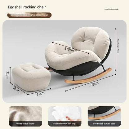 Eggshell Rocking Chair for Home Living Room Single Sofa Lazy Chair Balcony Leisure Chair Girls Pink Rocking Chair