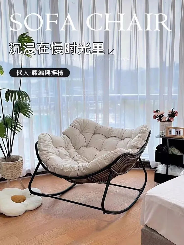Rocking Chair Rattan Chair Nap Sleeping Recliner Adult Balcony Leisure Lazy Sofa Living Room Single Sofa Outdoor Sofa Chair