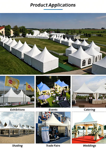 Large White Pagoda Tent Commercial Marquee Tent with Windows for Wedding Party Garden Event, Peak Top Outdoor Shelter Waterproof