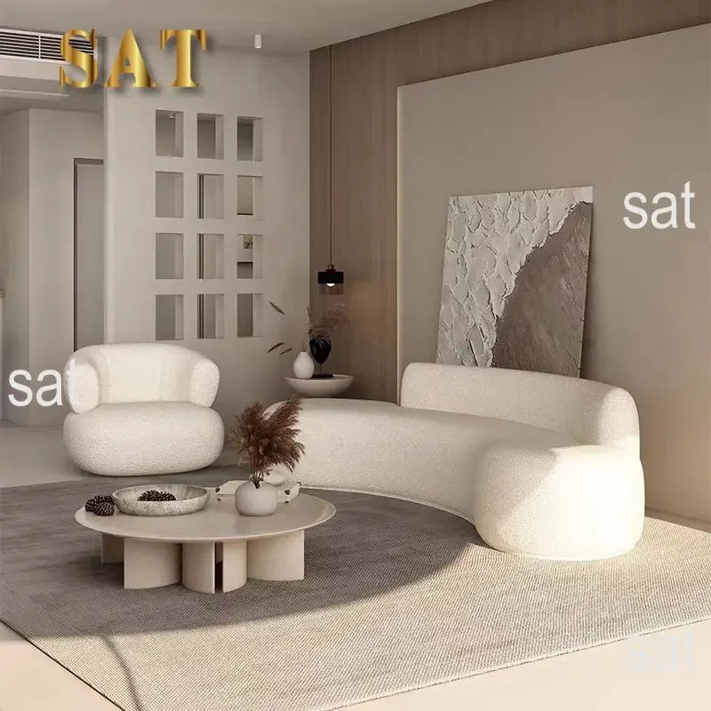 # Hot Minimalist Luxury Para Sala Three-Seat Sofa Set Furniture White Juego De SofasCouch Living Room Corner Boucle Curved Sofa