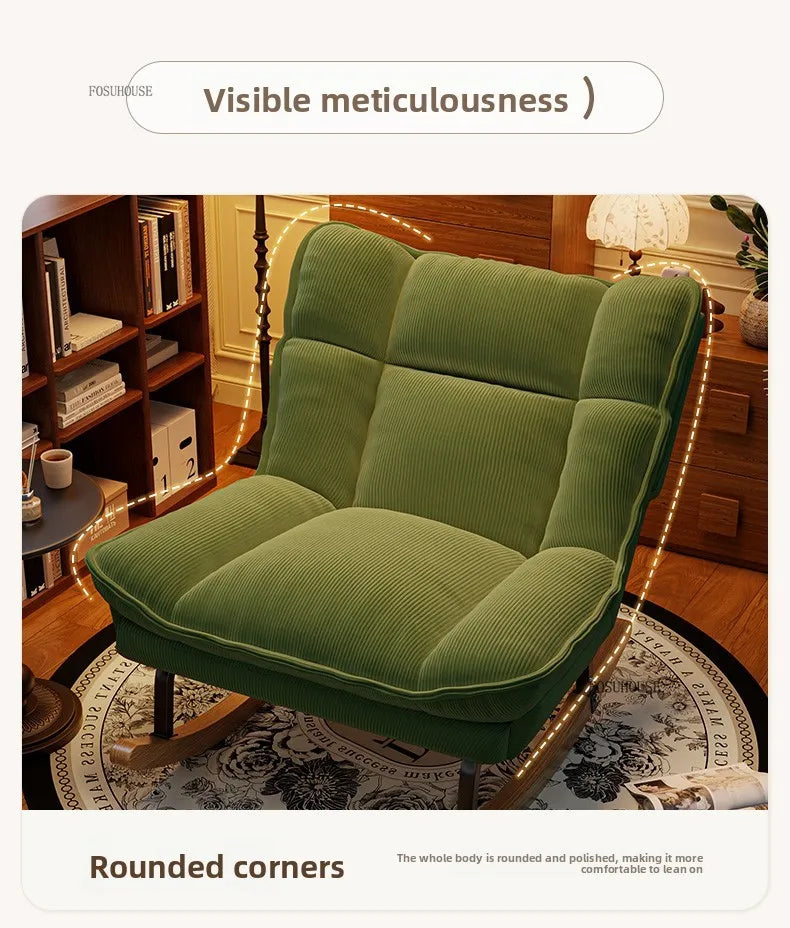 Nordic Widen Living Room Sofas for Living Room Adults Can Rocking Single Sofas for Balcony Leisure Corduroy Rocking Lazy Chair
