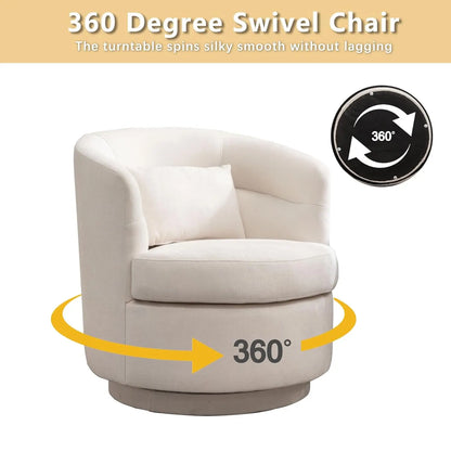 360° Swivel Barrel Chair Set 2 Comfy Upholstered Armchair with Pillow Living Room Bedroom Reading, Customized