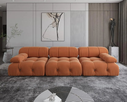 Nordic Sofa 138" Convertible Modular Sectional Couch, U-Shaped Minimalist Velvet , Mid-Century Modern Comfy