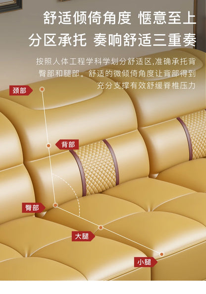 Leather Sofa Modern Simple Living Room Small Apartment Latex Storage Top Layer Leather Sofa