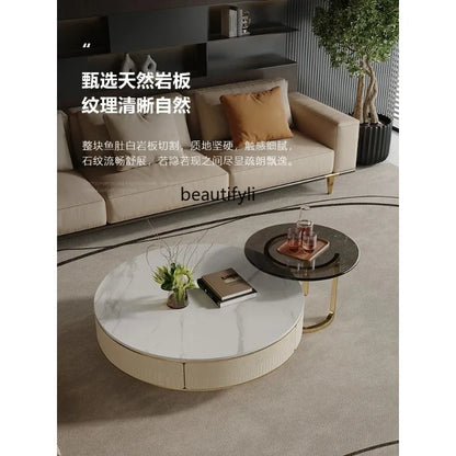A163 Italian Light Luxury Stainless Steel round Living Room Home Coffee Table Modern Side Table
