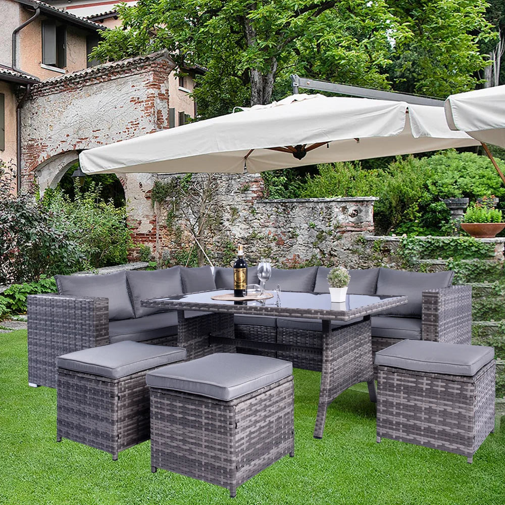 Sailing luxury outdoor rattan sofa outdoor waterproof garden corner sofa fashion wicker garden furniture