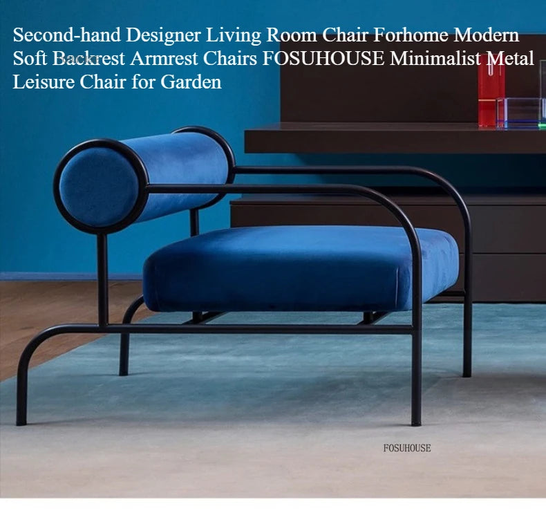 Second-hand Designer Living Room Chair Forhome Modern Soft Backrest Armrest Chairs Minimalist Metal Leisure Chair for Garden G