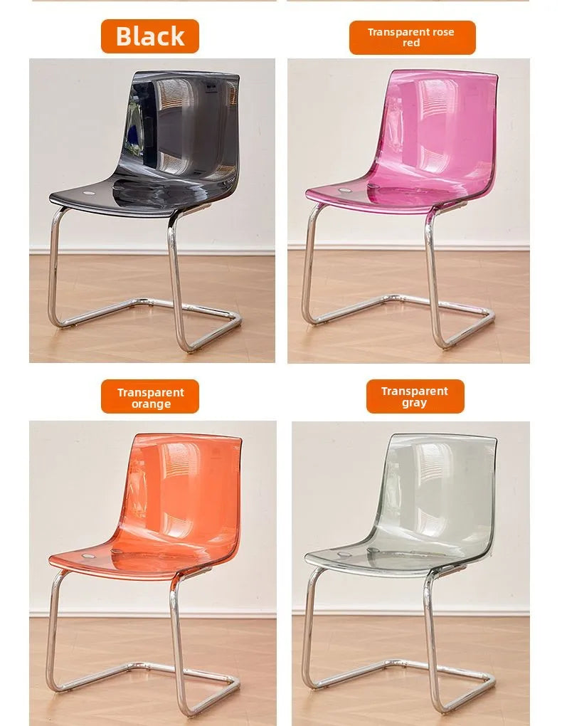 Nordic Modern Clear Acrylic Dining Chair Transparent Plastic Thickened Backrest Chair Simple Home Dining Room Furniture Design