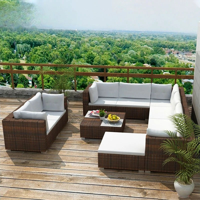 Outdoor courtyard, office building, reception area, sales center, round sofa, outdoor rattan chair, negotiation of large