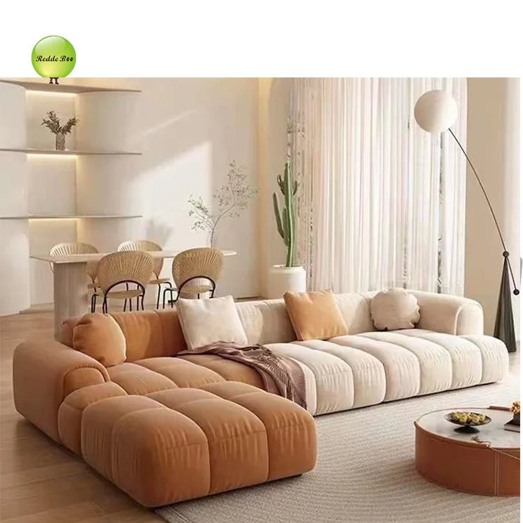 111.2" Modern L-Shaped Sectional Sofa,Modular Velvet Couch with Adjustable Configurations, Soft Melange Fabric,Comfortable