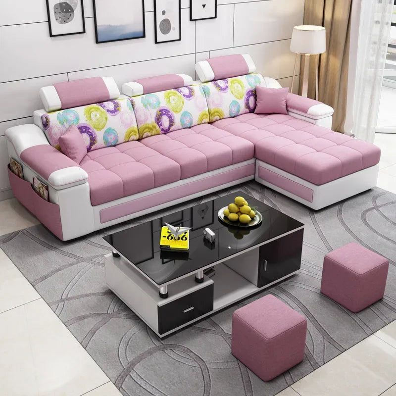 Leather sofa, simple and modern small apartment sofa, three people in the living room