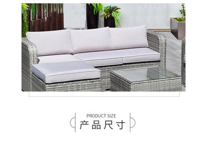 Outdoor leisure rattan sofa, outdoor open-air garden courtyard, waterproof and sunscreen leisure