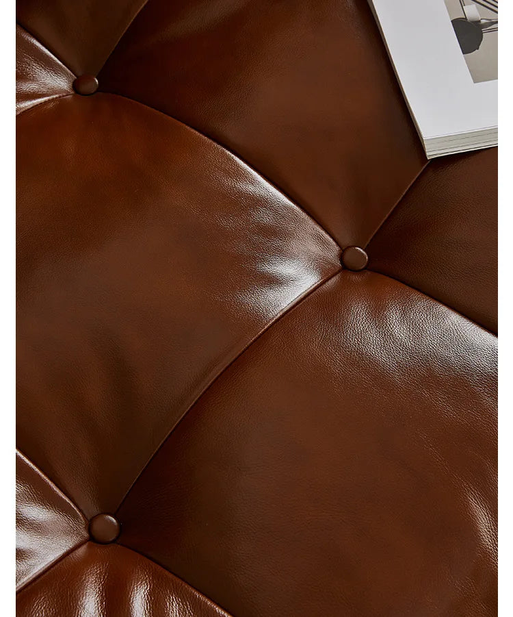 Nordic Italian light luxury medieval French plaid designer living room straight retro oil wax leather cowhide nebula sofa