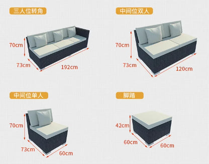 Outdoor villa courtyard sofa hotel B & B terrace waterproof sunscreen sofa furniture indoor and outdoor rattan weaving