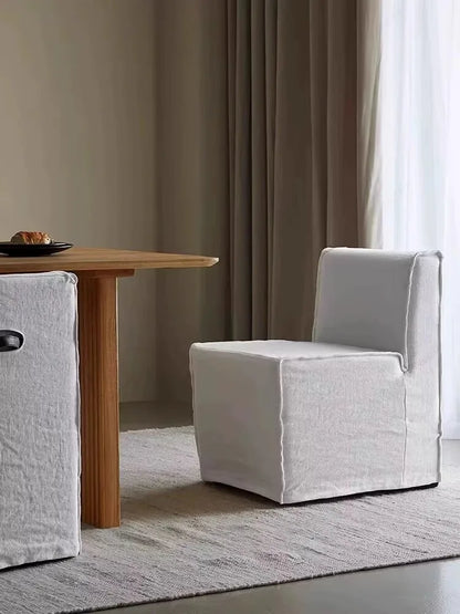 North American wabi style Japanese style white cream linen cotton and linen designer living room B & B straight