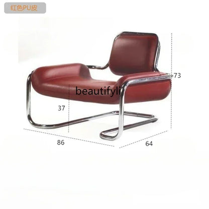 LXArrivals Modern Creative Convex Chair Stainless Steel Frame Casual Seat Living Room Simple and Light Luxury LeatheSSS
