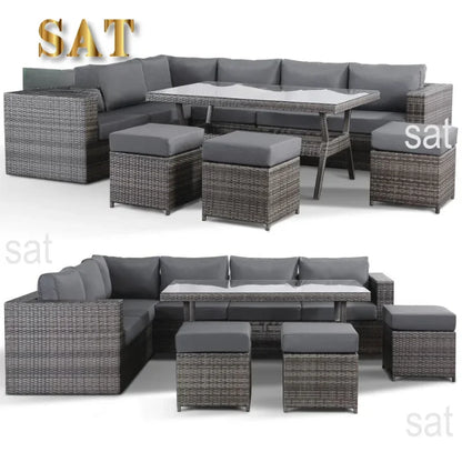 'Modern Luxury Dining Metal Aluminum Wicker Rope Sofa Garden Set With Fire Pit Outdoor Patio Furniture Set