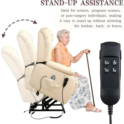 Recliner Chair for Adults, Dual Motor Power Lift Chair, Infinite Position, Lay Flat Lift, Massage and Heating, Exten