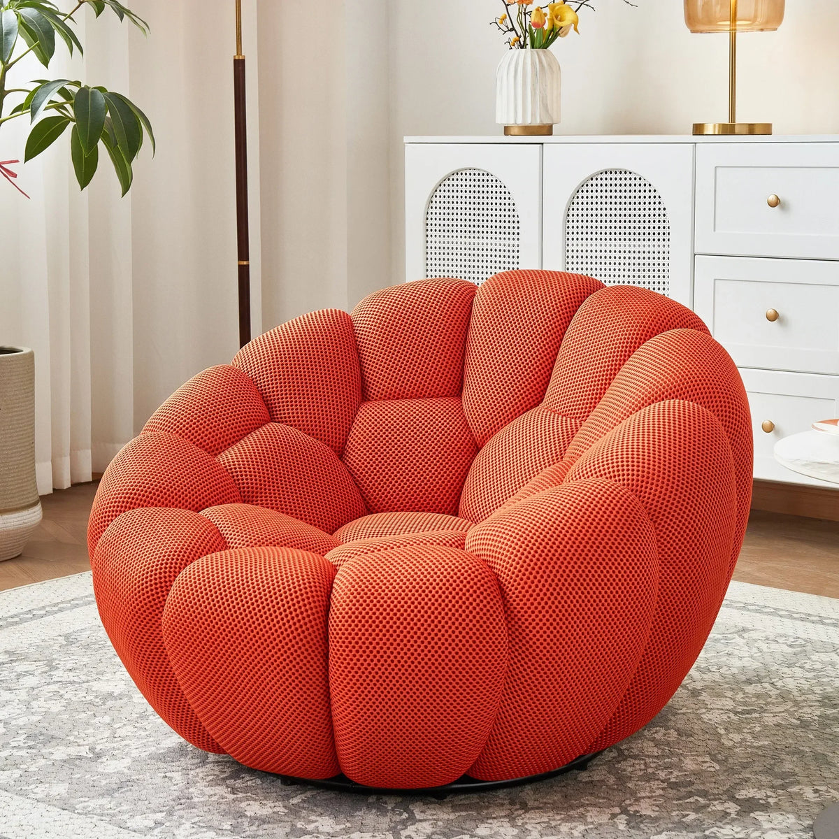 Modern Pumpkin Chair Luxury Bubble Sofa Single Lounge Seat Lazy Recliner for Bedroom Balcony Living Room Aesthetic Accent