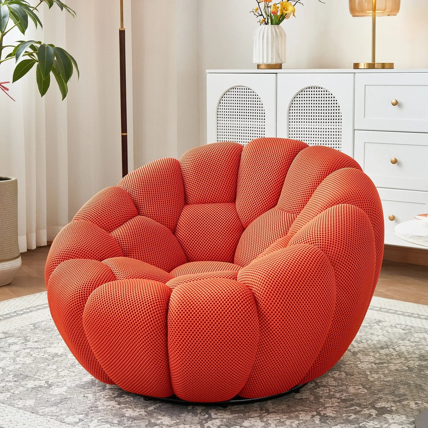 Modern Pumpkin Chair Luxury Bubble Sofa Single Lounge Seat Lazy Recliner for Bedroom Balcony Living Room Aesthetic Accent