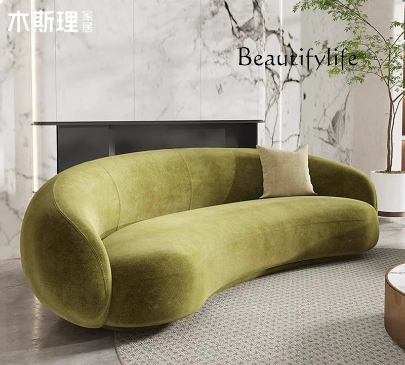 C Nordic Wabi-sandy Wind Curved Sofa Household Small Apartment Fabric Sofa