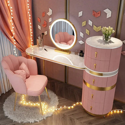 Bedroom Italian Light Luxury Dressing Table Wind Storage Cabinet One Small Apartment Makeup Dresser