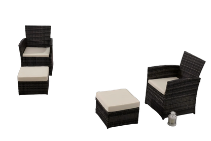 6 Pieces Outdoor Patio Furniture Set, Wicker Sectional Sofa Patio Conversation Set Couch with Ottomans Rattan Chair and Table fo