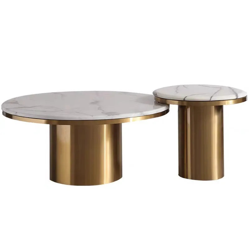 *Modern simple light luxury marble coffee table combination Nordic round small coffee table