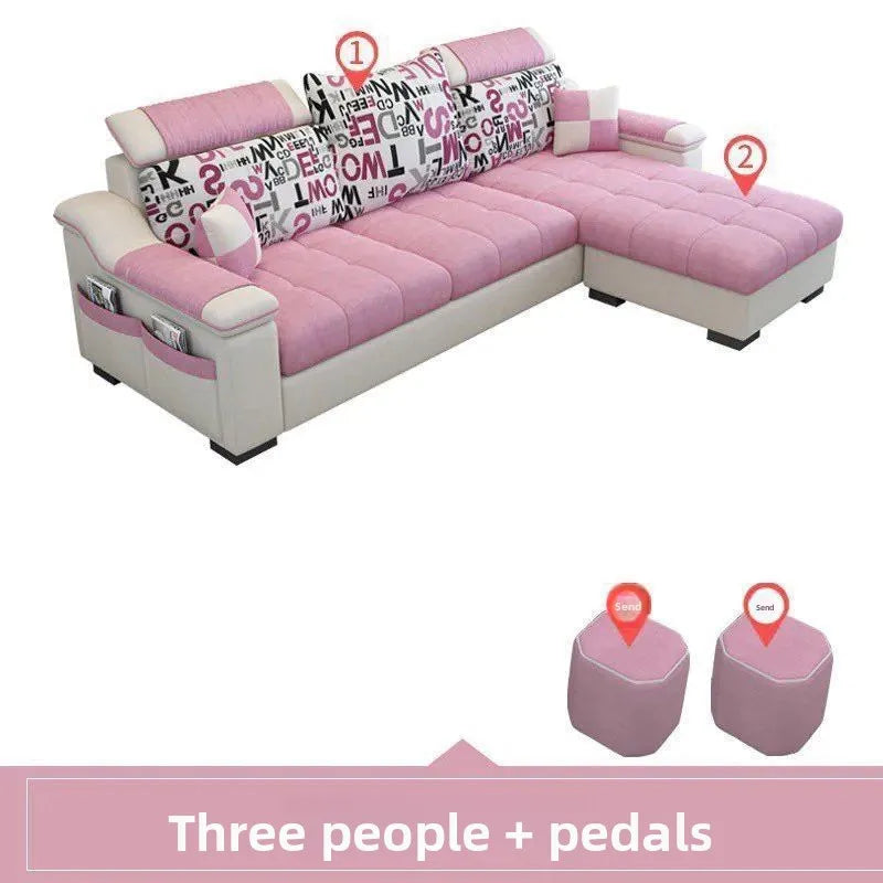 Fully Furnished Living Room Modern Fabric Sofa 3-Seater Removable Washable Cotton Linen Apartment Size