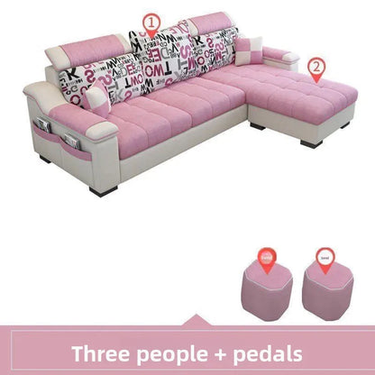 Fully Furnished Living Room Modern Fabric Sofa 3-Seater Removable Washable Cotton Linen Apartment Size
